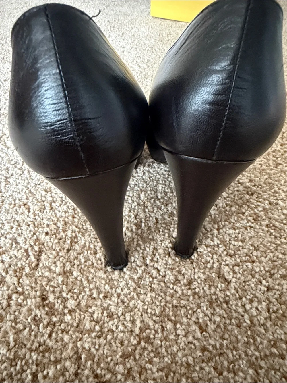 Vintage CHANEL Black Leather Peep-Toe Pumps with Gold CC Emblem